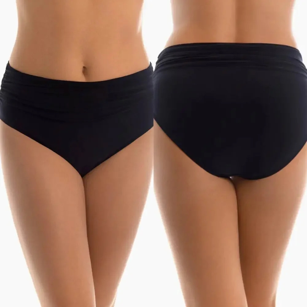 Magicsuit Shirred‎ Jersey Swim Bottom Bikini Black Size 16